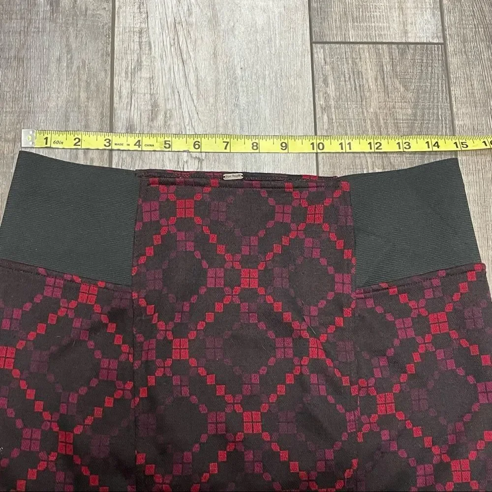 Free People Red Purple Black Geometric Stretchy Mini Skirt Diamond Shapes Medium